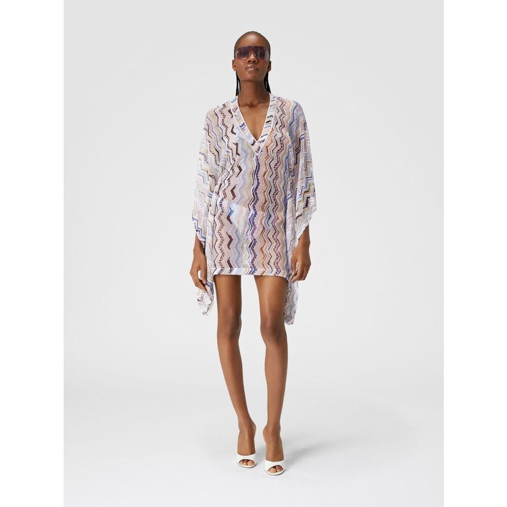 Missoni Multicolor Zigzag Sheer Mini Dress Tunic